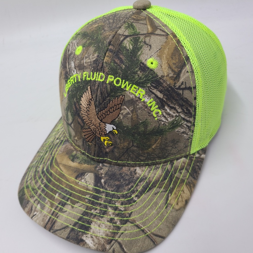Liberty Fluid Power Hat Adjustable Trucker Mesh‎ Camo Brown Neon Green Eagle Men